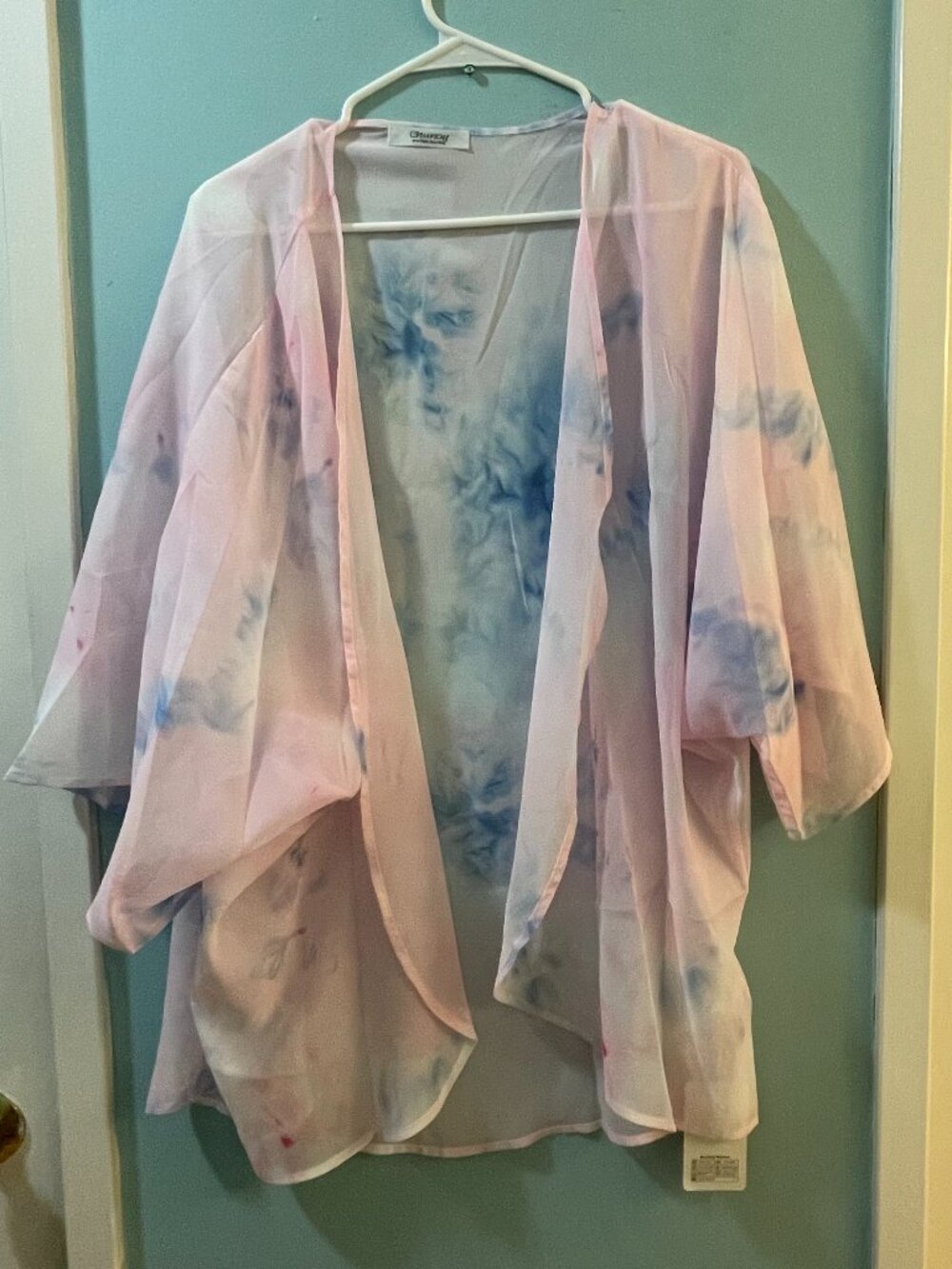 Women's NWT Pink Chiffon Tie-Dye Kimono